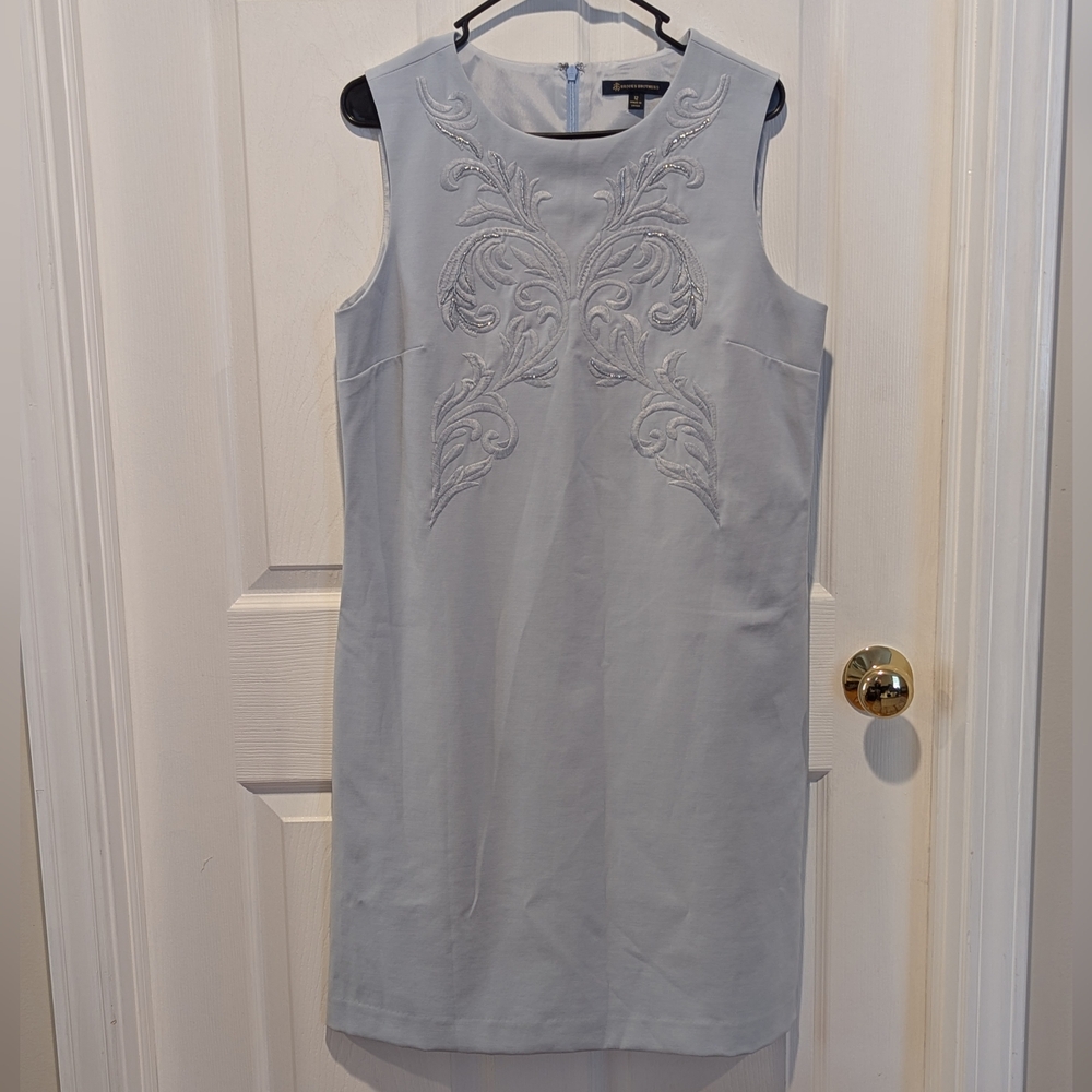 Coquette Old Money Baby Blue Embroidered Sheath Dress Brooks Brothers 12